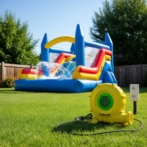 Portable Electric Air Blower <b>Fan</b> 950W 220V for Indoor Outdoor Use Yellow Blawnic Brand Inflatable Bounce Castle <b>Water</b> Slide Pump - Product Image 2