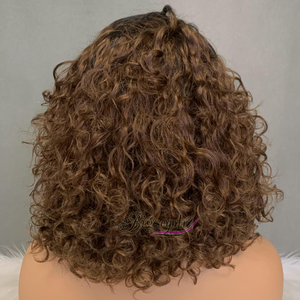 วิกผมราคาส่งถูกกว่า, วิกผมหยิกแบบไม่มีเชือกผูกครึ่งหัว, วิกผมหรูหราขนาด 12 นิ้ว, วิกผมสั้นแบบมีหน้าม้าทรงบ๊อบ วิกผมแท้ - Product Image 3