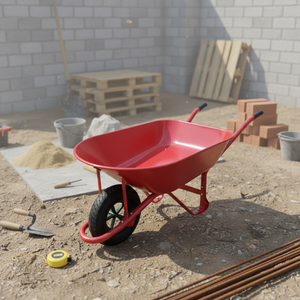 Chariot <span class=keywords><strong>de</strong></span> chantier industriel en acier personnalisable OEM <span class=keywords><strong>de</strong></span> haute qualité, capacité 300 kg, avec <span class=keywords><strong>roue</strong></span> unique et rangement pour outils - Product Image 1