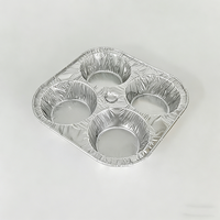 Barquettes en aluminium à 4 compartiments pour muffins, gâteaux, pain, pâtisserie, boîte d'emballage en aluminium avec couvercles