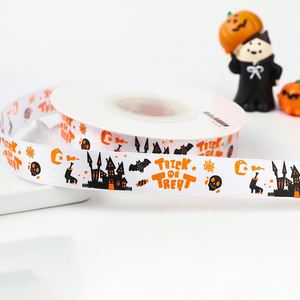 Ruban gros-grain imprimé Halloween de qualité supérieure, 1,5/2/2,5 cm, pour décorations et couronnes de fête d'Halloween, 25 yards par rouleau - Product Image 6