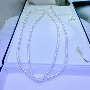 สร้อยคอมุกน้ำจืดธรรมชาติจูจี้ ขนาด 5-6 มม. ทรงกลม แทบไร้ตำหนิ ความยาว 115-120 ซม. ตัวล็อคเงินแท้ ดีไซน์แบบซ้อน - Product Image 1