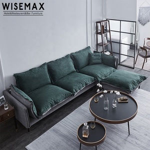WISEMAX FURNITURE Mobilier de salon d'hôtel de style nodirc Ensemble de canapés Fauteuil de canapé moderne rembourré en <span class=keywords><strong>velours</strong></span> <span class=keywords><strong>bleu</strong></span> marine - Product Image 6