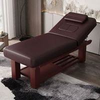 Table de massage réglable en hauteur haut de gamme Foshan avec cadre en bois pour salon de beauté et SPA