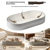 Rascador para Gatos de Cartón Corrugado Ovalado, Cama para Gatos Blanca de Gran Tamaño, Almohadilla para Rascar de 90 mm de Altura, Mueble para el Cuidado de las Garras de Gatos