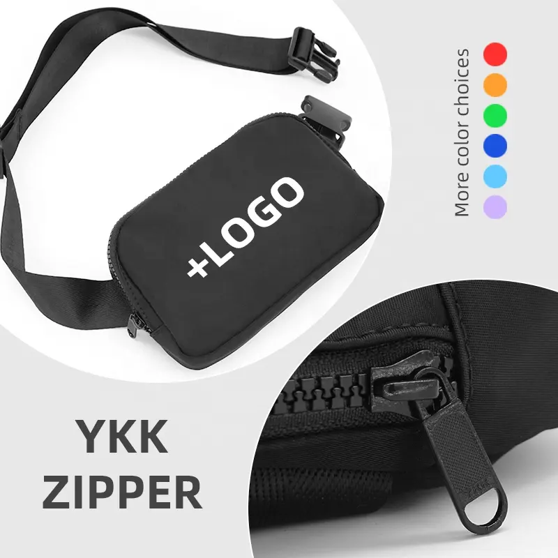 New Manual YKK BRAND ZIPPER Travel Sports Designer Fanny Pack Crossbody Waist Bag Custom Logo Nylon Luxury Mini Belt Bag Women