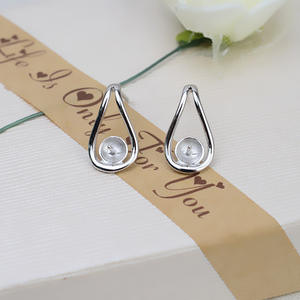 Pendientes de Plata S925, Esenciales para Mujer, con Lazo, Personalizados, con 5-6 Perlas, Joyería con Bandeja Vacía, Semi-terminados, Modelo 1177 - Product Image 2