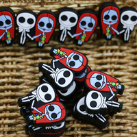 Lebensmittelechte Baby-Halloween-Platin-Silikon-Totenkopf-Handkette, Anti-Fall-Kette, Ornament, DIY-Schmuckherstellung, Beißspielzeug-Perlen