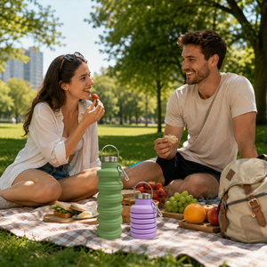 Nouvelle bouteille d'eau en silicone de 500 ml sans BPA, réutilisable, portable, anti-fuite, légère, écologique, bouteille d'eau de sport - Product Image 5