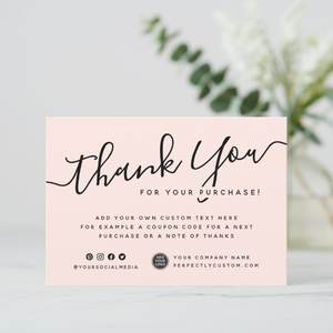 Sac en papier rose blush avec logo personnalisé Insertion de colis professionnel pour le commerce électronique Shopping <span class=keywords><strong>Merci</strong></span> pour votre commande Carte d'achat pour l'emballage - Product Image 4