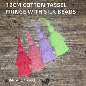ZHONGXIU 12cm Double Layer Cotton <b>Tassel</b> <b>Fringe</b> Home Textile Hanging DIY Clothing Accessories Silk Beads for Garments Made China - Product Image 2