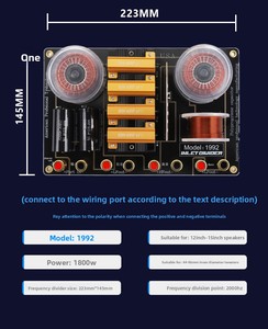 Gertsound <span class=keywords><strong>1992</strong></span> ครอสโอเวอร์เน็ตเวิร์ก แบบสองทาง เสียงแหลม/เสียงเบส ครอสโอเวอร์เสียง 12-15 นิ้ว 1000 วัตต์ ทองแดง สีดำ อุปกรณ์เสริมลำโพง - Product Image 6