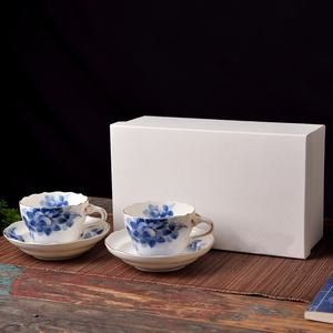 Vente en gros de tasses à expresso en céramique de style français, luxe léger, rétro, avec bordure dorée, motif floral, capacité de 250 ml, cadeau - Product Image 2