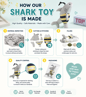 Jouet interactif en peluche couineur en forme de requin rayé, jouet à mâcher durable pour chiens et chats pour soulager l'ennui