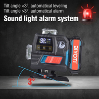Niveau laser vert Biyoti BYT-4E 16 lignes, auto-nivelant 4D, professionnel, télécommande, écran LCD numérique, kit sensible à 3 degrés