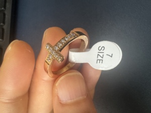 Anillo de Cruz de Acero Inoxidable con Circonitas, Grabado con Fe, Esperanza y Amor, Anillo de Circonitas con Cruz Lateral, Joyería Religiosa Cristiana al por Mayor - Product Image 6