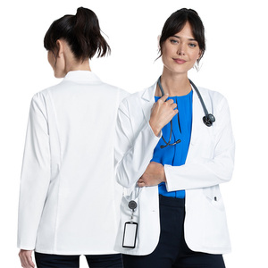 Qualité supérieure XL Lady Doctor Scrubs Logo personnalisé Polyester Coton Tricoté Tissu Clinique Médicale Hôpital Femmes Blouse de Laboratoire - Product Image 6