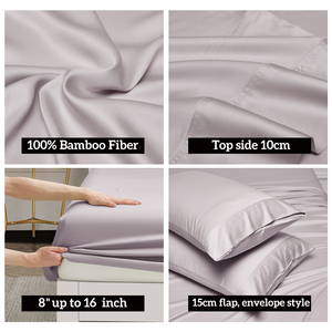 Parure de draps de luxe 4 pièces en fibre de bambou 100 % écologique, respirante et unie, pour la maison et l'hôtellerie - Product Image 2