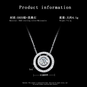 Pronto per la Spedizione <span class=keywords><strong>Collana</strong></span> con Pendente in Argento Sterling S925 Unisex con Doppio <span class=keywords><strong>Anello</strong></span> Incastonato con Moissanite Blu da 1 Carato per Uomini e Donne - Product Image 6