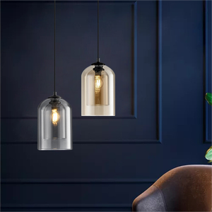 Luminaire suspendu en verre simple et moderne pour salle à manger, bar, personnalité créative, lampe suspendue de chevet pour chambre à coucher, verre ambre <span class=keywords><strong>anthracite</strong></span> - Product Image 1