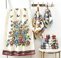 Ensemble de serviettes de bain de luxe à motif floral multicolore avec logo personnalisé, séchage rapide, pour hôtel et maison, en coton de haute qualité