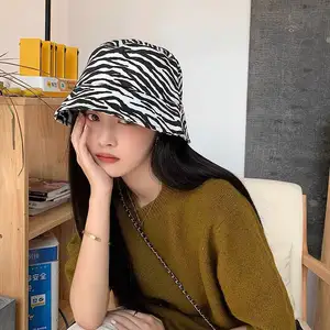 HF Outdoor Sun Black White Leopard Print Zebra Print Graffiti Fisherman Bucket Hat For Women Men