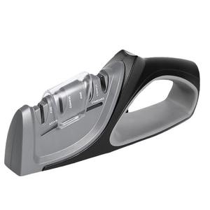 Afilador de cuchillos de cocina manual de múltiples granos, de acero inoxidable, con 4 ranuras, para cocinar en casa, con hoja de acero de tungsteno y mango de ABS. - Product Image 2
