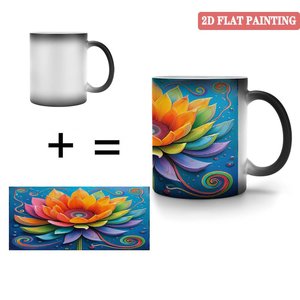 Eco Friendly Biodegradable <b>Ceramic</b> Mug Frosted Black 11oz Heat Sensitive Tea Coffee <b>Cup</b> - Product Image 4