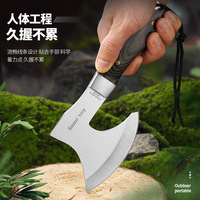 Hache multifonctionnelle d'extérieur EDC, lame en acier inoxydable, manche noir - Hachette de sauvetage portable pour couper du bois, idéale pour le camping