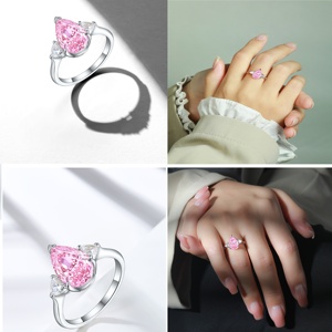Elegante Anello in Argento Sterling 925 con Zirconia Cubica ad Alto Tenore di Carbonio Taglio Fiore di Ghiaccio Fiammato, Brillante per Feste - Product Image 2
