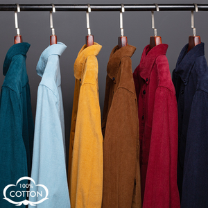 Chemise en flanelle à manches longues pour hommes grande taille en gros, personnalisée, décontractée, unie, respirante, en coton et élasthanne, 240g, saison printemps - Simple - Product Image 2