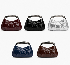 Bolso de Hombro de Cuero PU Brillante para Mujer, Bolso de Mano con Acabado Patentado, Forma Curva, Asa de Metal, Bolso de Moda Diaria - Product Image 6