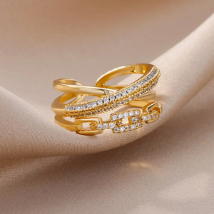 Cincin Pernikahan lebah lucu berlapis 18k, cincin pernikahan heksagonal berlian zirkonia berkilau geometris minimalis wanita - Product Image 5