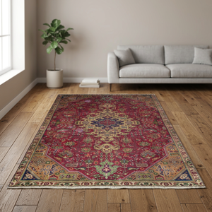One of Kind Hand-Knotted <b>Wool</b> Rug Luxurious Vintage Design 7'5x5'0 Artisan <b>Crafted</b> Non-Slip Low Pile Certificate Authenticity - Product Image 2