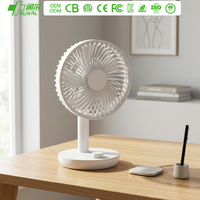 Ventilateur de table rechargeable DC RUNAL personnalisé en cuivre avec moteur BLDC, blanc, rechargeable par USB
