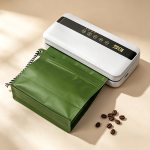 Custom Logo Flexo Printed Matte Coffee Bean Packaging Pouch Sachet <b>Bag</b> Zipper Top Flat Bottom Stand Up <b>Bag</b> with Handle - Product Image 4