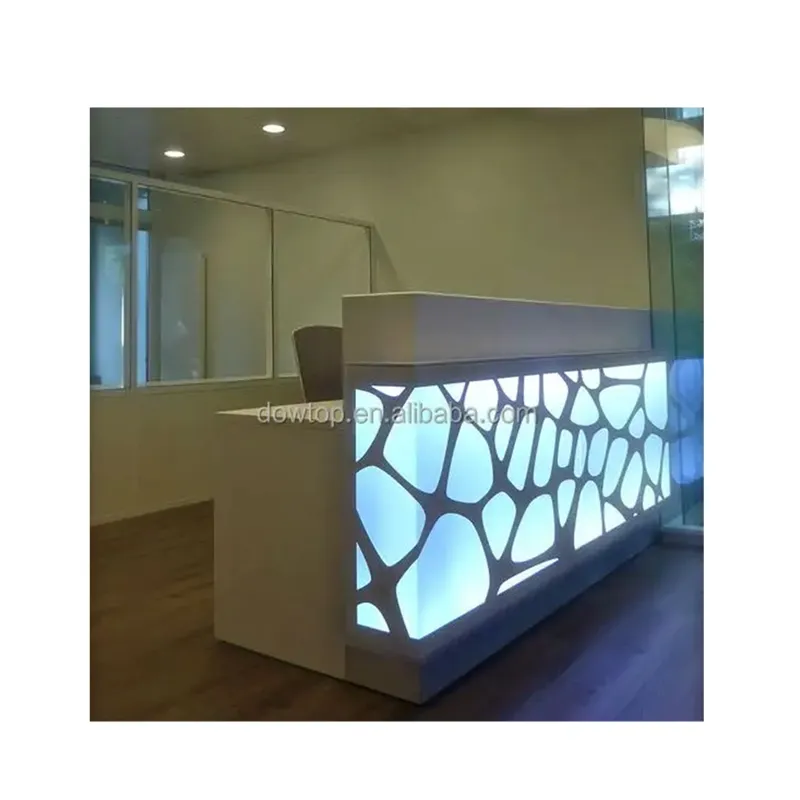 Custom Made Wood Acrylic Marble Countertop Modern Style Front Hotel Reception Desks White Design