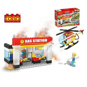 COGO 3D Fire Helicopter Rescue ABS Plastic Assembled Building Block Toys