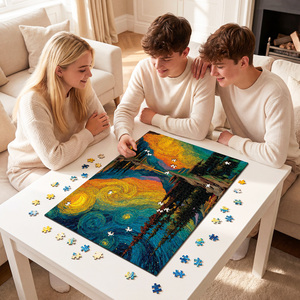 Rompecabezas de 1000 piezas con diseño de bosque estrellado, rompecabezas artístico para adultos, juguete educativo, caja de cartón, impresión a todo color, acabado mate - Product Image 4