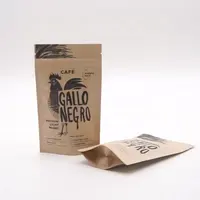 Sac debout noir, emballage de café à fermeture éclair, avec pochette en papier Kraft à Valve