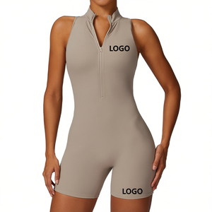 Body Deportivo Sin Mangas con Media Cremallera para Mujer, con Logotipo Personalizado, Mono de Gimnasio de Nailon y Elastano Elástico en Cuatro Direcciones para Fitness y Yoga - Product Image 1