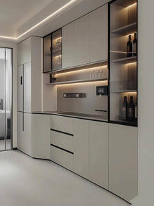 מזנון/ארון בופה מודרני מעץ עם מגירות אחסון ודלתות עם מדפים מתכווננים. - Product Image 3