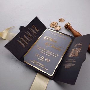 Invitaciones de Boda de Lujo Personalizadas en Terciopelo con Invitaciones Acrílicas, Sello de Cera, Sobre Grueso y Juego de Tarjetas RSVP - Product Image 5
