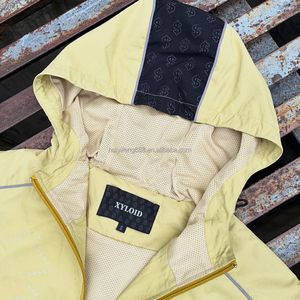 Custom Patchwork Print Design Windbreaker Outdoor Nylon <b>Zip</b> <b>Up</b> <b>Jackets</b> 3m Reflective Stripe Hooded Water Proof Windproof <b>Jackets</b> - Product Image 3