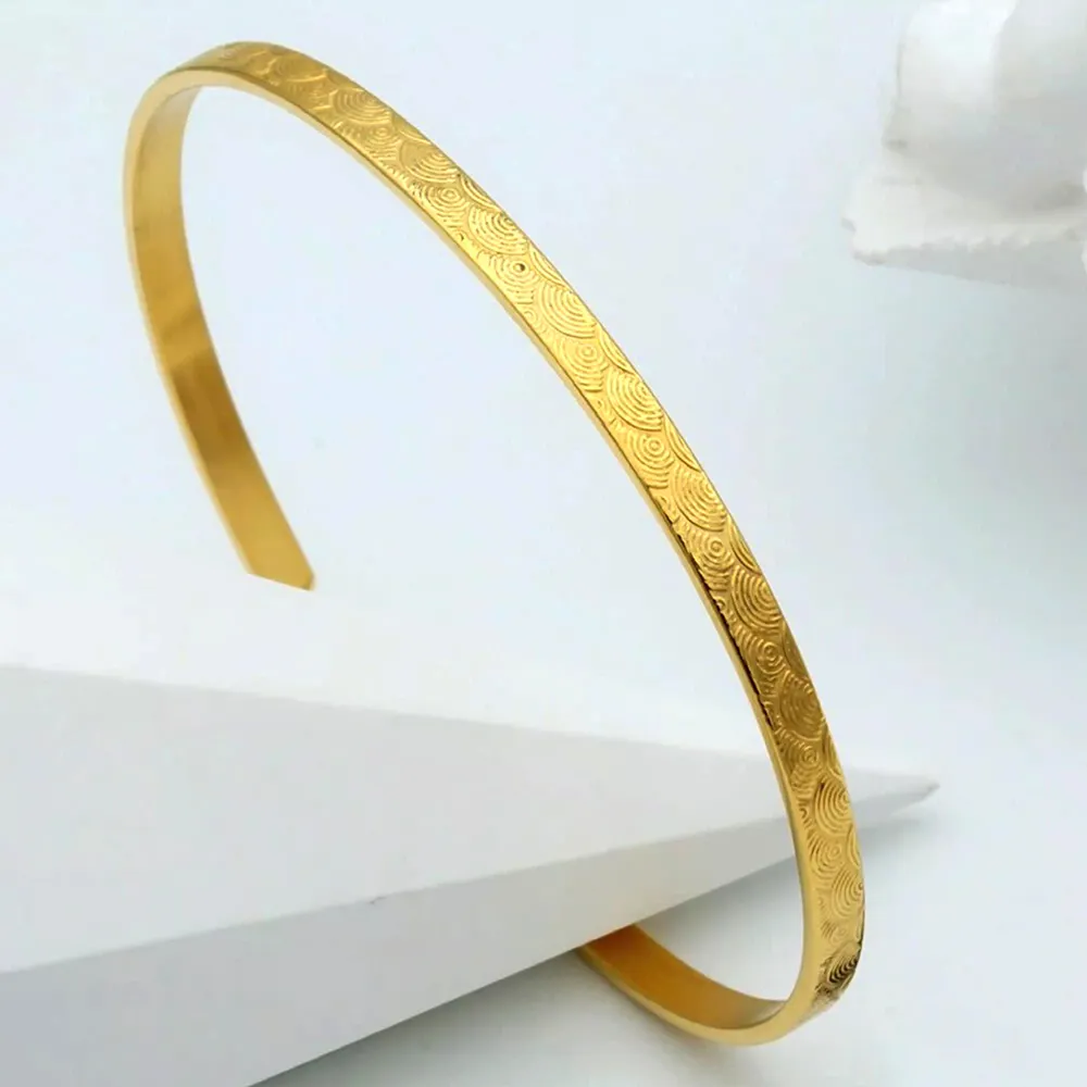 Mở kết thúc phụ nữ thép không gỉ Bangles Cuff Bangle Vòng đeo tay thiết lập, đám mây mô hình quyến rũ trang sức vàng bangles