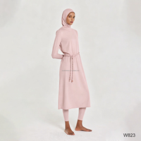 Ensemble de maillots de bain modestes pour femmes musulmanes saoudiennes, costume de bain islamique à couverture intégrale avec hijab, robe longue, leggings, ceinture tressée