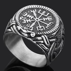 Anillo Vikingo Vintage con Martillo de Thor, Colgante con Cabeza de Lobo Nórdico, Accesorio Religioso para Hombre, Aleación de Zinc Negro Plateado - Product Image 2
