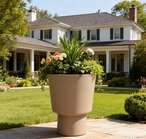 Jardinière <span class=keywords><strong>en</strong></span> plastique PP terracotta à deux niveaux, minimaliste, cylindrique, personnalisable <span class=keywords><strong>en</strong></span> couleur, légère, pour la maison et le jardin - Product Image 3