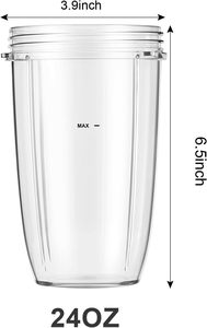 Gobelets et couvercles de rechange pour mixeur Nutri-Bullet, gobelets de 24 oz avec couvercles rabattables, compatibles avec les mixeurs 600W Pro 900W - Product Image 2