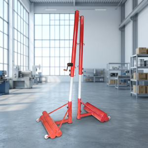 Poteau de volley-ball réglable rouge portable pour terrains extérieurs et intérieurs - Product Image 6